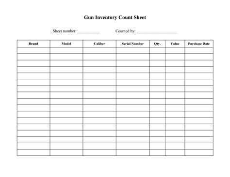 Free Printable Gun Inventory Sheet